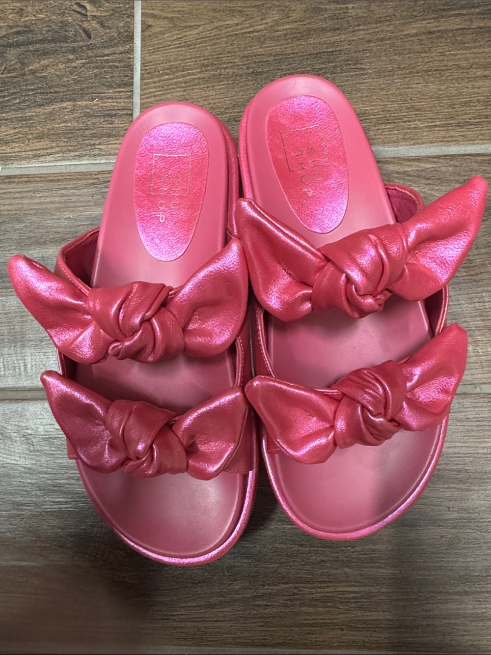 Shu Shop Pink Bow Slide Sandals Size 8